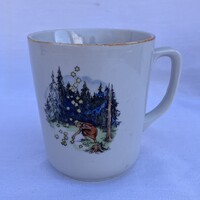 Zsolnay mese jelenetes porcelán bögre - pohár - csupor - csésze