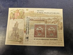 2000-es 100 éves a Turul rajzolatú bélyeg emlékív Vágott **