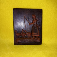 "Libákat terelő lány ". Viasz mézeskalács nyomóforma, nyomódúc, sütőforma, falidísz.