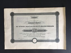 Otthon Ingatlan és Építő Részvénytársaság Részvény 1917.