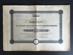 Otthon Ingatlan és Építő Részvénytársaság Részvény 1917.