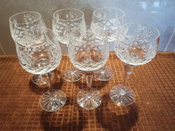 Csiszolt ólomkristály talpas pohár, 6 db