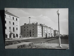 Képeslap,Kazincbarcika,lakótelep,utca látkép,részlet ,1960-
