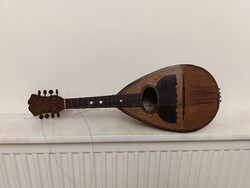 Antik hangszer pengetős mandolin tokjában zene szerszám Angelo Christini Napoli 602 1557