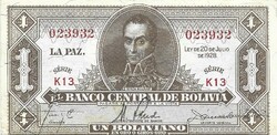 1 boliviano 1928 Bolivia