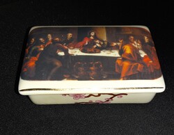 Hollóházi porcelán bonbonier - Az utolsó vacsora - Ritkaság!