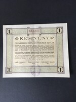 Csanyteleki Római Katholikus Egylet Részvény 1910.