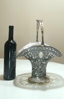 WMF, szecessziós, ezüstözött füles kosár, asztalközép, virágrendező, jardiniére