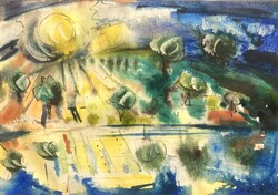 Somogyi István (1930 - 1998): Balatoni napnyugta (Hommage a Egry József)