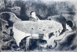 Szőnyi István (1894-1960): Beszélgetők - ritka, gyűjtői rézkarc