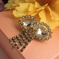 Ezüstözött  Cirkon bross  3 cm-es