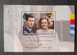 1993. LIECHTENSTEIN - Hercegi esküvő évf. blokk - postatiszta - kat.ár 6 €  (V-471.)