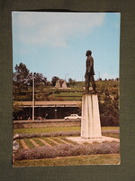 Képeslap,Komló,Lenin tér,park,szobor,emlékmű látkép,részlet, 1981-