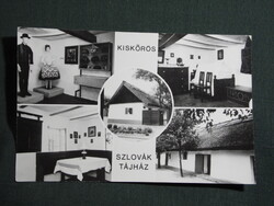 Képeslap,Kiskőrös,mozaik,Szlovák tájház,népviselet,népművészet,részlet,turista bélyegzés, 1981-