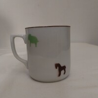 Csehszlovák állatfigurás porcelán gyerek bögre