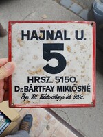 Utca névtábla házszám  Kútvölgyi út      régiség
