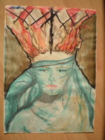 ÉRDEKES , SZÉP AKVARELL , JELZETT  , 60 cm X 43 cm  /  AUSZTRIA TERŰLETÉRŐL  /
