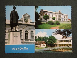 Képeslap,Kiskőrös,mozaik,Petőfi szülőháza emlékbélyegzés,szobor,városháza,park látkép,részlet, 1977-
