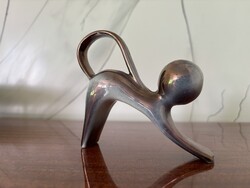 Art deco macska- rendkívül ritka lüsztermázas porcelán figura
