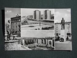 Képeslap,Komló,mozaik,buszpályaudvar,Lenin,Bányász szobor,park látkép,részlet, 1971-