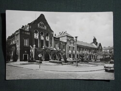 Képeslap,Kiskunhalas,Lenin tér,Filmszínház,Mozi,presszó,szálló látkép,részlet, 1964-