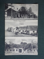 Képeslap,Magyarbóly,Vasútállomás,Utca részlet,Községháza,Verlag Engel Sámuel kiadás,1930-