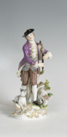 Meissen dudán játszó pásztor figura