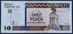 Ritka! Kuba / Cuba 10 Pesos Convertibles 2006, VF+-EF.
