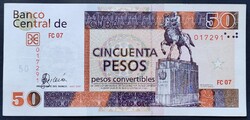 Ritka! Kuba / Cuba 50 Pesos Convertibles 2007, EF.