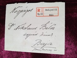D205305  Ajánlott levél - Budapest 1909 -  Dr. Nikolaus Béla ügyvéd -BAJA