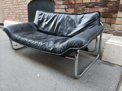 Mid century króm és bőr kanapé, Johann Bertil sofa