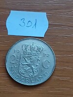 HOLLANDIA 2 - 1/2 GULDEN 1972 Nikkel, Julianna királynő  301