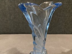 BROCKWITZ ART DECO KÉK ÜVEG VÁZA ! HIBÁTLAN ! 23X14 cm !!