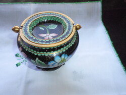 Antik billenő tetővel Cloissoné   zománc, rekeszzománc tálka