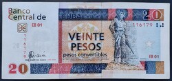 Ritka! Kuba / Cuba 20 Pesos Convertibles 2006, EF+-AUNC.