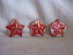 RÉGI KARTON KARÁCSONYFADÍSZEK - "PROPAGANDA - DÍSZEK" - 3 DB VÖRÖS CSILLAG!