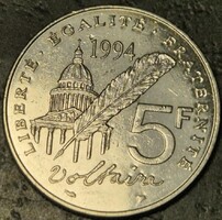 Franciaország 5 frank, 1994., 300. Évforduló - Voltaire születése