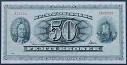 Nagyon ritka! Dánia 50 Kroner / Korona 1970, EF+-AUNC.