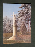 Képeslap,Keszthely,Festetics kastély,múzeum,park,Szent Ilona szobor látkép,részlet, 1991-
