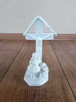Régi Herendi imádkozó kislány a keresztnél porcelán figura