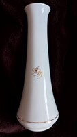 Monogramos aranyozott porcelán váza
