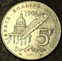 Franciaország 5 frank, 1994., 300. Évforduló - Voltaire születése