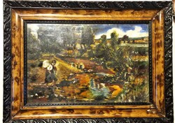 Zorkóczy Gyula (?) szignóval csodálatos alkotás, 35x52- olaj,vagy vegyes tech.