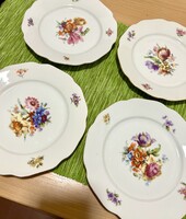 Vintage Haas & Czjzek virágos porcelán kistányérok 4 db