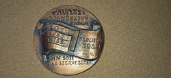 Retro bronz plakett, emlékérem   KISZ 1919-1957