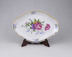 1V045 Virágmintás Hollóházi aranyozott porcelán tálka