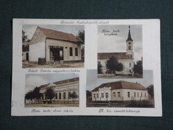Képeslap,Szabadszentkirály,iskola,templom,csendőrlaktanya,Tököli István kereskedés üzlet,kiadás,1930