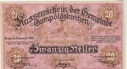 Osztrák szükségpénz  20 heller 1920 UNC