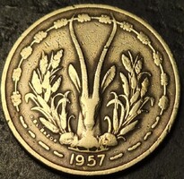 Francia Nyugat-Afrika 25 Frank, 1957.