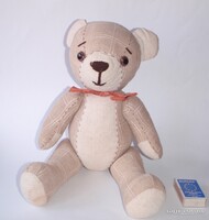 Nagyon aranyos, kézzel készült, kézműves,vintage, shabby chic   stílusú játék mackó, maci, medve